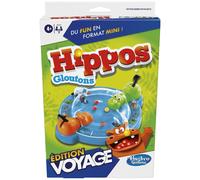 Hasbro Gaming Hippos Glutton Travel Edition Game, Portable Game for 2 Players, Travel Game for Children, Includes 2 Hippos