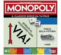 Hasbro Gaming, Monopoly Board Game Ideal for Family and Friends for Children and Girls Ages 8+ Includes Container and Larger Tiles for 2-6 Players in Italian