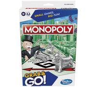 Hasbro Gaming Monopoly Grab and Go, Portable Strategy Board Game for 8+ Year Old Kids, for 2-4 Players, Family & Party Games