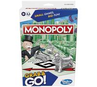 Hasbro Gaming Monopoly Grab and Go, Portable Strategy Board Game for 8+ Year Old Kids, for 2-4 Players, Family & Party Games