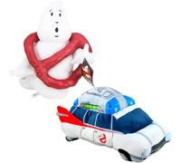 Hasbro Ghostbusters Large Super Soft Gift Quality Embroidered Plush - (12" 30cm Ecto 1 Car & No Ghost Logo Twin Pack)