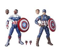 Hasbro Marvel Legends Series Captain America 2-Pack Steve Rogers Sam Wilson MCU Figures, 7 Accessories