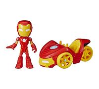Hasbro Marvel Spidey and His Amazing Friends Iron Man Action Figure and Iron Racer Vehicle, Iron Man Toy for Children Aged 3 and Up