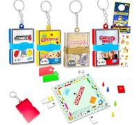 Hasbro Mini Games 4 Pack - Keychain Mini Games Connect 4, Operation, Guess Who, Monopoly Plus Stickers | Travel Board Games for Kids, Multicolor