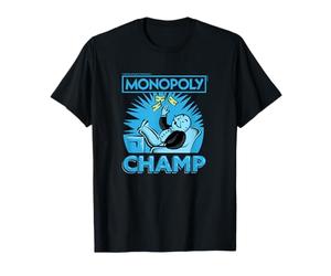 Hasbro Monopoly Champ Money Toss T-Shirt - Men's Adult Unisex Black Short Sleeve Cotton Polyester Blend Casual T-Shirt - S