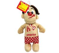 Hasbro Operation Cavity Sam Plush Dog Toy, 10-Inch Squeaker and Crinkle Interactive Toy, Tan/Red