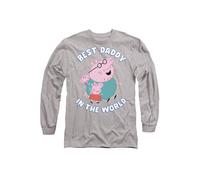 Peppa Pig Tv Best Daddy in The World Unisex Long Sleeve T Shirt, Heather Grey, XL
