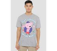 Hasbro Peppa Pig Best Grandpa In The World T Shirt, Heather Grey Grey