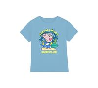 Peppa Pig George and Dino's Surf Club Kids T Shirt, Light Blue, 3-4