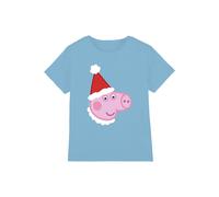 Hasbro Peppa Pig George Pig Santa Hat Kids T-Shirt, Light Blue | Size: 7-8 Years Hasbro Light Blue 7-8 Years