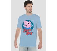 Peppa Pig Tv George Pig Team Boy Badge Unisex T Shirt, Sky Blue, S