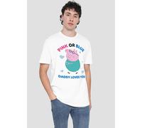 Hasbro Peppa Pig Pink Or Blue Daddy Pig Loves You T-Shirt, White | Size: Large Hasbro White L