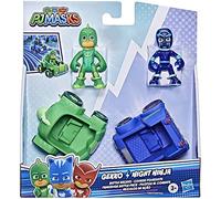Hasbro PJ Masks - Course Pursuit - F2841 - Pack of 2 Articulated Figurines 8 cm + Vehicles - Gekko + Night Ninja - New