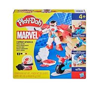 Play-Doh Marvel Captain America Moto-Slicer Playset with Bendy Action Figure, Wings & 3 Play-Doh Tubs, Arts and Crafts Toy for Kids (4+), Non-Toxic Modelling Compound, Superhero Craft Play Adventures