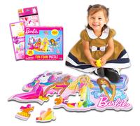 Hasbro Shop Barbie Floor Puzzle for Kids, Girls - Bundle with 28 Pc Barbie and Friends Foam Puzzle Plus Unicorn Stickers and More (Barbie Toys and Ga
