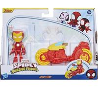 Marvel Spidey and His Amazing Friends, Iron Man Action Figure & Toy Motorcycle Playset