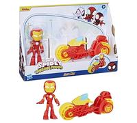 Marvel Spidey and His Amazing Friends, Iron Man Action Figure & Toy Motorcycle Playset