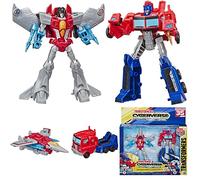 Hasbro-Store Transformers Toys Cyberverse Warrior Action Attackers Optimus Prime and Starscream Action Figure, For Ages 6 and Above, 13.5 cm, Pack of 2