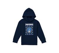 Hasbro Transformers Optimus Prime Ugly Christmas Jumper Youth Kids Pull-Over Hoodie, Navy | Size: 12-13 Years Hasbro Navy 12-13 Years