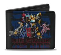 Hasbro Wallet, Bifold, Transformers Autobots We Stand As One Group Black Blue Red, Vegan Leather, Black, 4.0" x 3.5", Casual