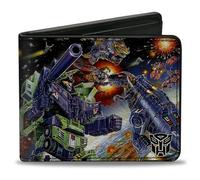 Hasbro Wallet, Bifold, Transformers Constructicon Devastator Dinobots Battle Scene, Vegan Leather, Multicolor, 4.0" x 3.5", Casual