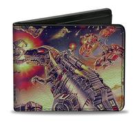Hasbro Wallet, Bifold, Transformers Devastator Dinobots 1985 Box Art Battle Scene, Vegan Leather, Multicolor, 4.0" x 3.5", Casual