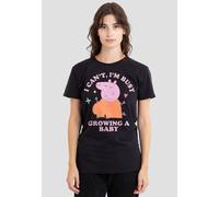 Hasbro Women's Peppa Pig Mummy Pig Busy Growing A Baby T-Shirt, Black | Size: XL Hasbro Black XL