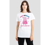Hasbro Women's Peppa Pig Pink Or Blue Aunty Pig Loves You T-Shirt, White | Size: Medium Hasbro White M
