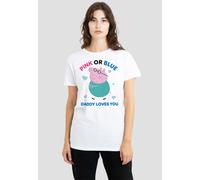 Hasbro Women's Peppa Pig Pink Or Blue Daddy Pig Loves You T-Shirt, White | Size: 2XL Hasbro White 2XL