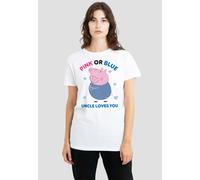 Hasbro Women's Peppa Pig Pink Or Blue Uncle Pig Loves You T-Shirt, White | Size: Small Hasbro White S