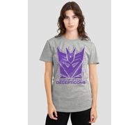 Hasbro Women's Transformers Decepticon Tech Icon Logo T, Athletic Heather in Light Grey | Size: Large Hasbro Light Grey L