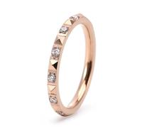 Hasdnker Korean Fairy Core Ring For Women Minimalist Jewelry Full Zirconia 2Mm Thin Band 9 Rosegoldcolor