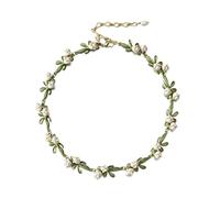 Hasdnker Necklace Pendant Chain Men Women Jewellery Personality White Floral Leaf Necklace Trendy Enamel Lily Valley Gold Color Choker Necklace For Women