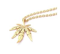 Hasdnker Necklace Pendant Chain Men Women Jewellery Silver Cannabiss Small Weed Herb Charm Necklace Maple Leaf Pendant Necklace Hip Hop Jewelry