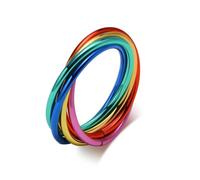 Hasdnker Rings Ring Jewellery Women Men 1.5Mm Rainbow Ring For Women Men, Triple Interlocked Rolling Ring, Infinity Circle Ring Party Jewelry 7 Color