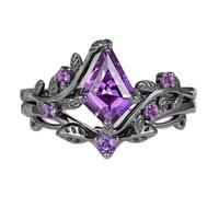 Hasdnker Rings Ring Jewellery Women Men 2Pcs/Set Irregular-Shaped Cubic Zirconia Ring Gothic Purple Couple Ring Stackable Black Ring Jewelry 8 Purple
