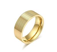 Hasdnker Rings Ring Jewellery Women Men 8Mm Silver Black Gold Color Grooved Wedding Band Ring For Men Women Size 7-13 12 Gold