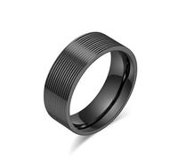 Hasdnker Rings Ring Jewellery Women Men 8Mm Silver Black Gold Color Grooved Wedding Band Ring For Men Women Size 7-13 11 Black