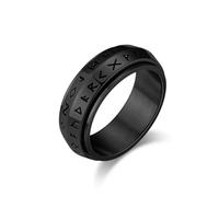 Hasdnker Rings Ring Jewellery Women Men 8Mm Viking Runes Spinner Ring For Men Rotatable Ring Size 7-13 11 Black