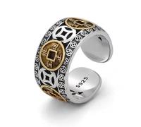 Hasdnker Rings Ring Jewellery Women Men Chinese Style Vintage Copper Coin Opening Ring For Men Women Unisex Feng Shui Pixiu Rings Amulet Wealth Lucky Jewelry