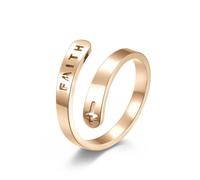 Hasdnker Rings Ring Jewellery Women Men Cut Cross Hope Faith Ring Ring Opening Hollow Cross Women'S Ring 9 Rosegoldfaith