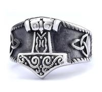Hasdnker Rings Ring Jewellery Women Men European And American Style Viking Series Viking Thor'S Hammer Twisted Shape Non-Fading Ring No. 7