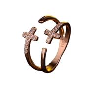 Hasdnker Rings Ring Jewellery Women Men Jewelry Silver Color Rings For Women Trendy Cross Finger Ring Size Adjustable Resizable Rose