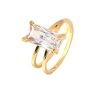 Hasdnker Rings Ring Jewellery Women Men Light Luxury Simple Japanese And Korean Style Geometric Square Large Crystal Diamond Light Luxury Ring 8 Gold