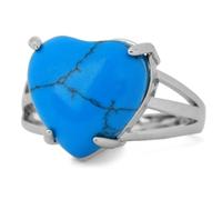 Hasdnker Rings Ring Jewellery Women Men Love Heart Cyrstal Ring For Women Silver Color Natural Stone Adjustable Rings Engagement Wedding Bridal Jewelry Blueturquoise