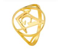 Hasdnker Rings Ring Jewellery Women Men Masonic Signet Ring For Women Men Letter G Compasses Symbol Finger Ring Freemason Religious Jewelry 11 Goldcolor