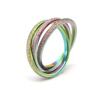 Hasdnker Rings Ring Jewellery Women Men Matte Cross Triple-Loop Couple Rings Korean Style Matching Jewelry Simple Fresh Hypoallergenic Promise Bands 10 Rainbowcolor