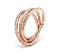 Hasdnker Rings Ring Jewellery Women Men Matte Cross Triple-Loop Couple Rings Korean Style Matching Jewelry Simple Fresh Hypoallergenic Promise Bands 7 Rosegoldcolor
