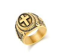 Hasdnker Rings Ring Jewellery Women Men Men'S Vintage Christian Holy Cross Prayer Ring 9 Gold