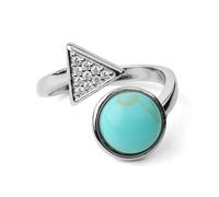 Hasdnker Rings Ring Jewellery Women Men Natural Stones Open Rings Healing Crystal Triangle Pave Inlaid Zircon Adjustable Finger Ring For Women Fashion Jewelry Turquoise